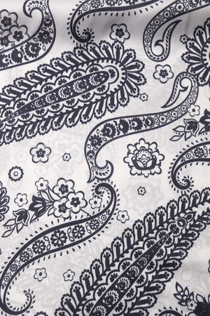 Carraig Donn Black & White Paisley Print Satin Neckerchief Scarf