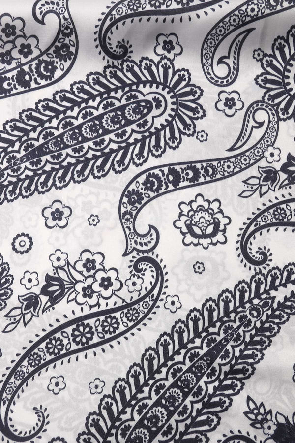 Carraig Donn Black & White Paisley Print Satin Neckerchief Scarf