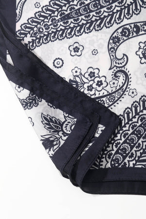 Carraig Donn Black & White Paisley Print Satin Neckerchief Scarf