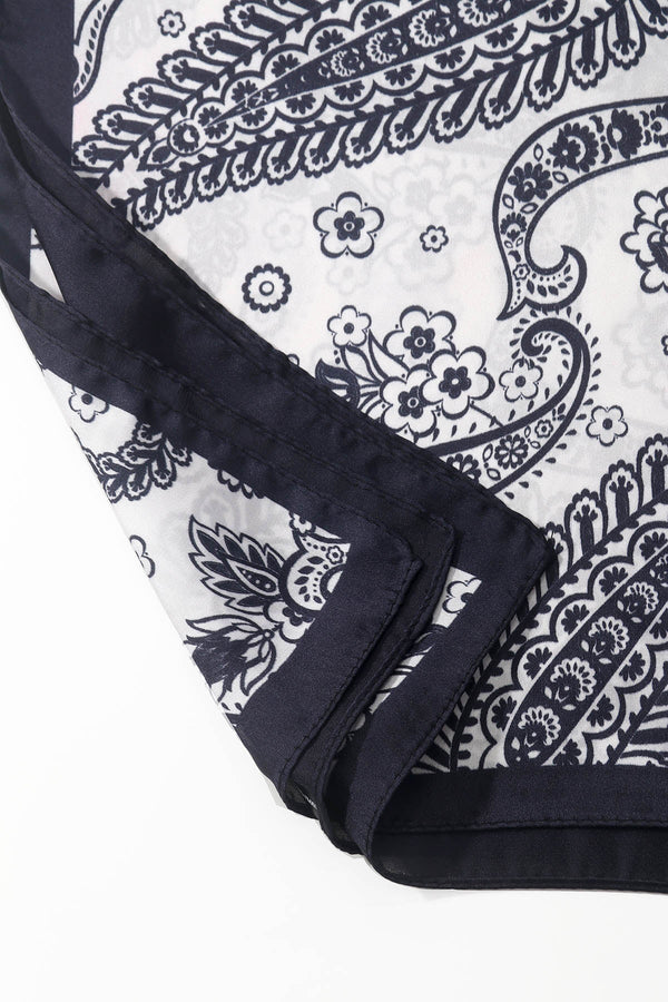 Carraig Donn Black & White Paisley Print Satin Neckerchief Scarf