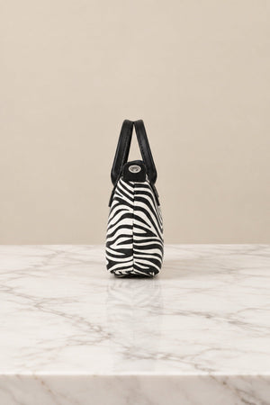 Carraig Donn Black & White Zebra Print Top Handle Mini Tote Bag