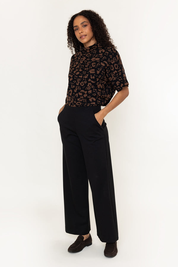 Carraig Donn Black Wide Leg Long Trousers