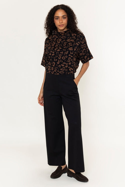 Black Wide Leg Long Trousers