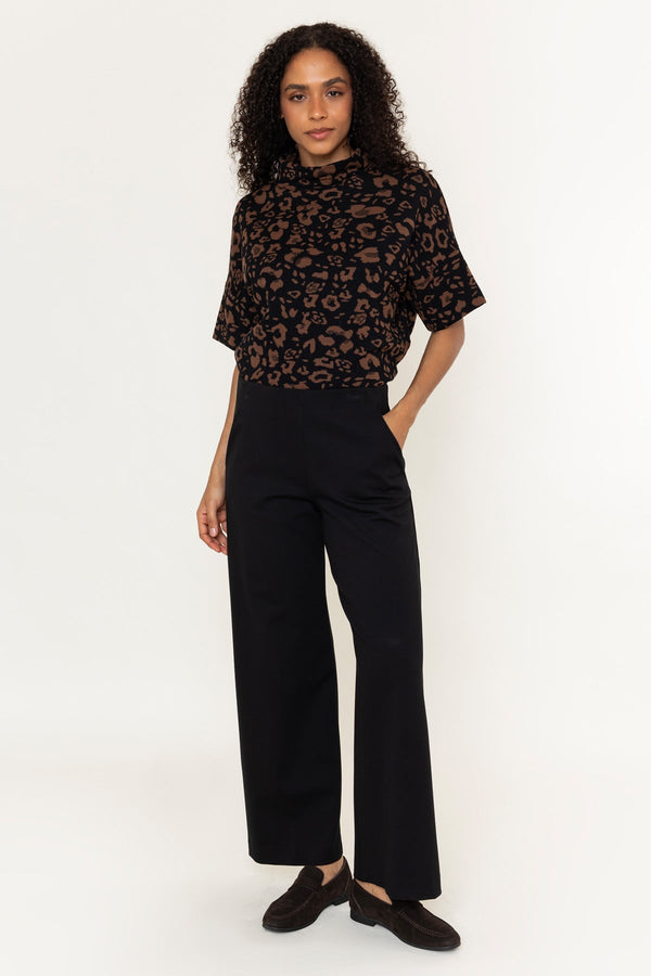 Carraig Donn Black Wide Leg Long Trousers