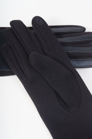 Carraig Donn Black Woven Cross Detail Faux Leather Gloves