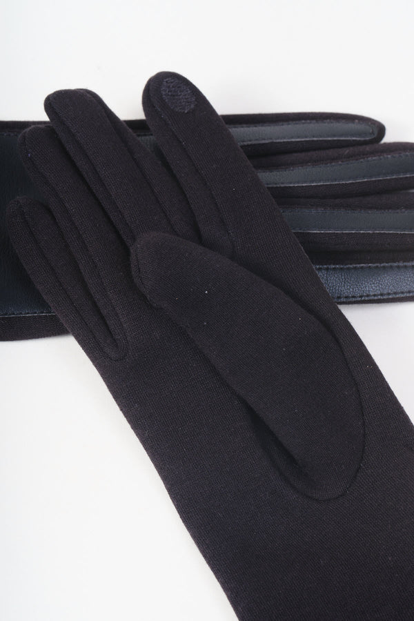 Carraig Donn Black Woven Cross Detail Faux Leather Gloves