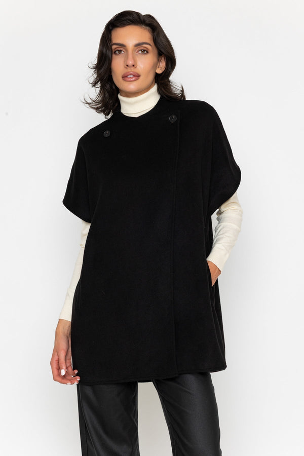 Carraig Donn Black Wrap Double Button Cape
