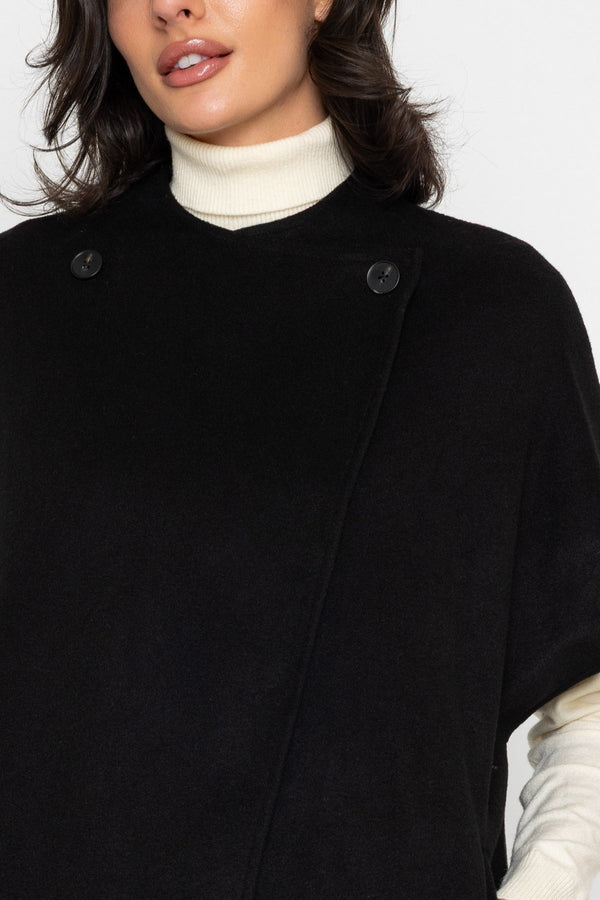 Carraig Donn Black Wrap Double Button Cape