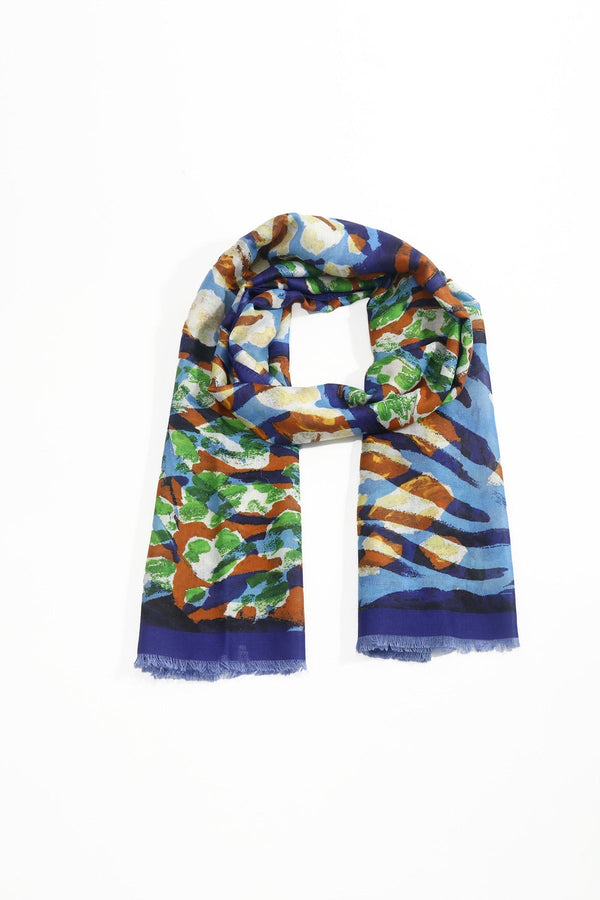 Carraig Donn Blue Abstract Animal Print Viscose Lightweight Scarf
