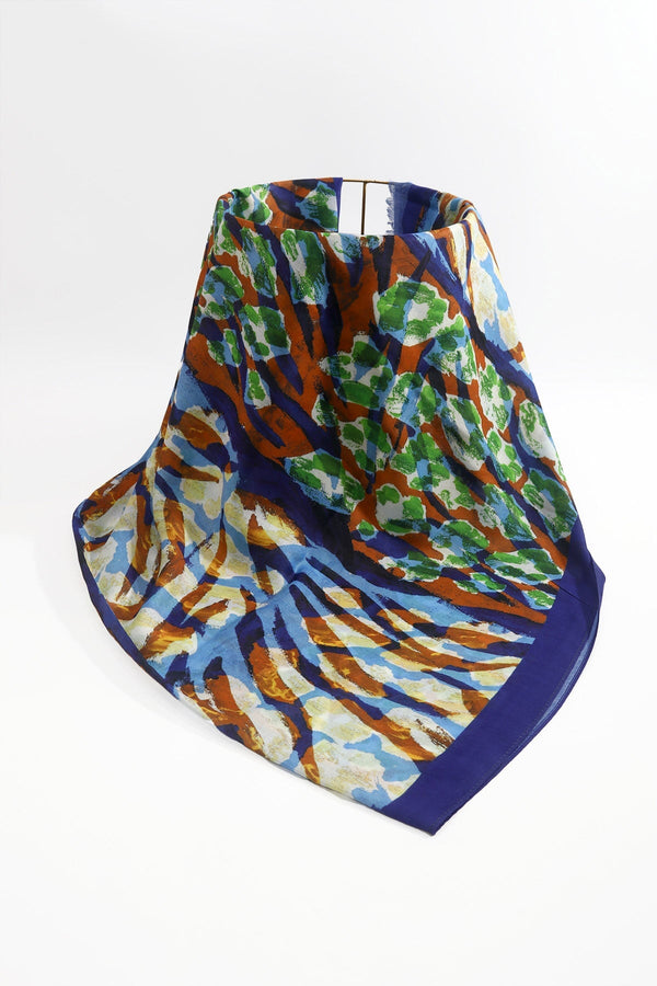 Carraig Donn Blue Abstract Animal Print Viscose Lightweight Scarf