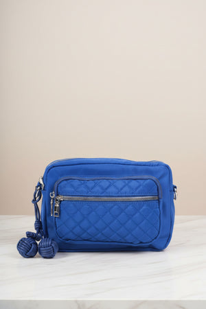 Royal Blue Nylon Quilted Charm Camera Bag