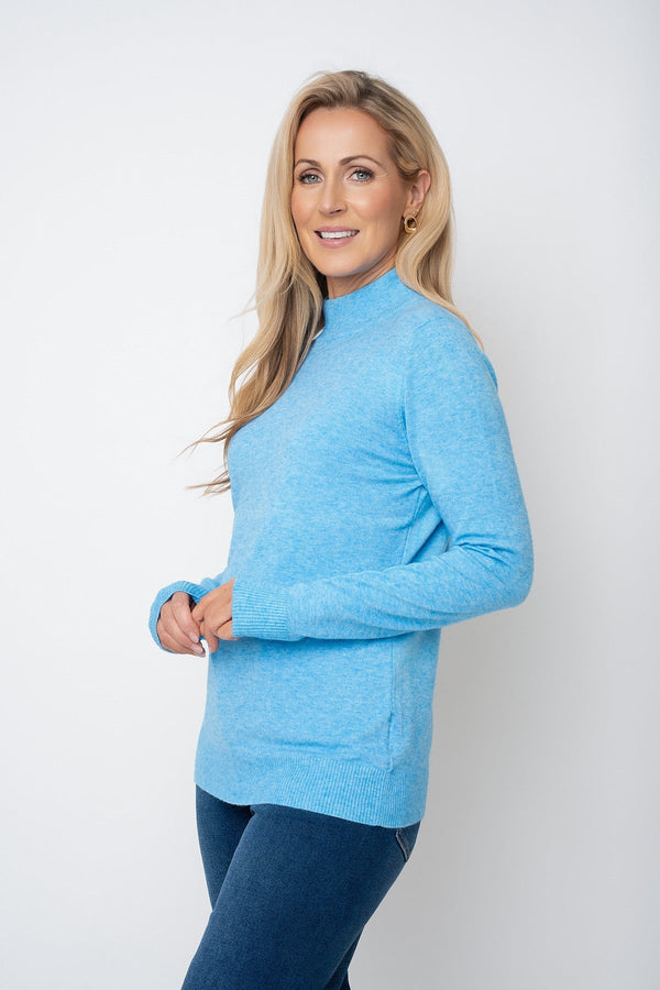 Carraig Donn Blue Cashmere Blend Turtleneck Knit Jumper