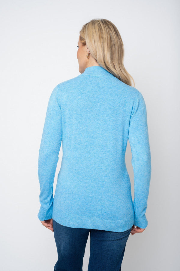 Carraig Donn Blue Cashmere Blend Turtleneck Knit Jumper