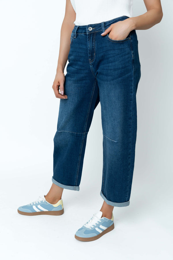 Carraig Donn Blue Denim Barrel Leg Jeans