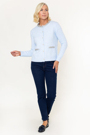 Carraig Donn Blue Embellished Detail Button Long Sleeve Cardigan