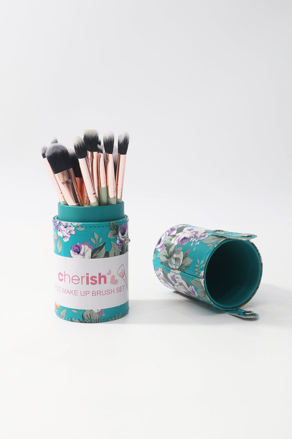 Carraig Donn Blue Floral Print 12 Piece Makeup Brush Set