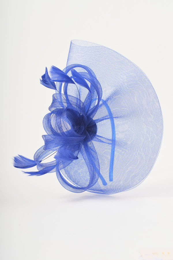 Carraig Donn Blue Mesh & Feather Statement Fascinator Headband
