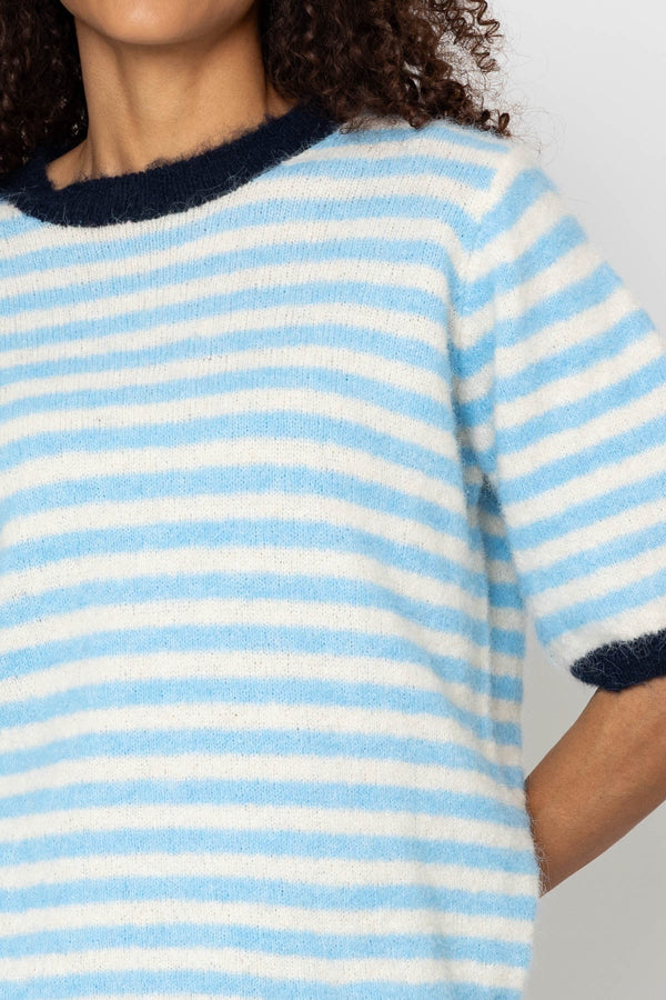 Carraig Donn Blue & Navy Stripe Short Sleeve Knit