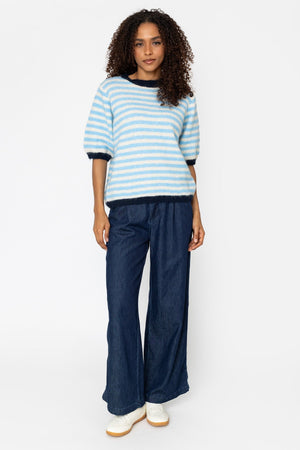Carraig Donn Blue & Navy Stripe Short Sleeve Knit