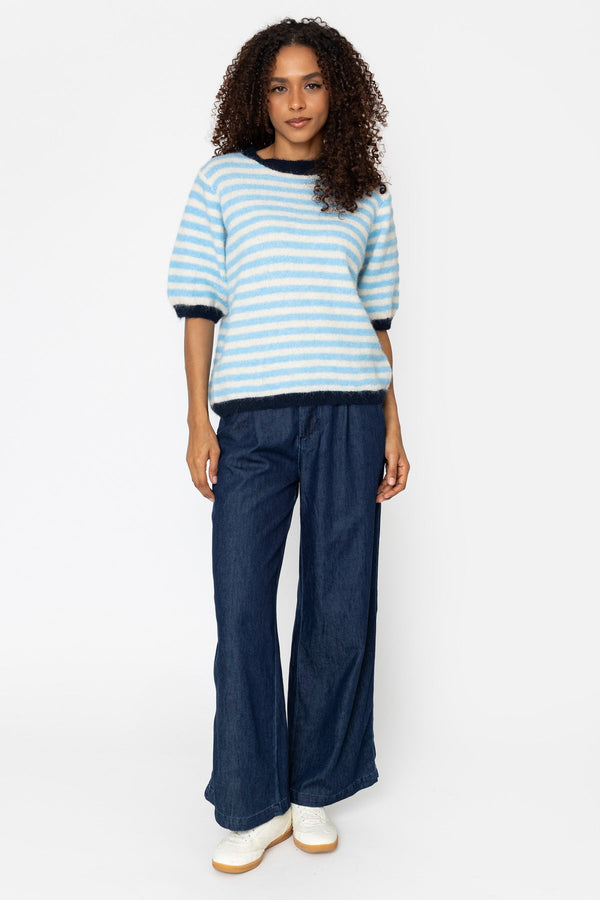 Carraig Donn Blue & Navy Stripe Short Sleeve Knit