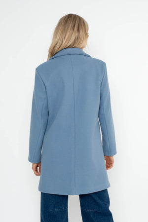 Carraig Donn Blue One Button Longline Coat