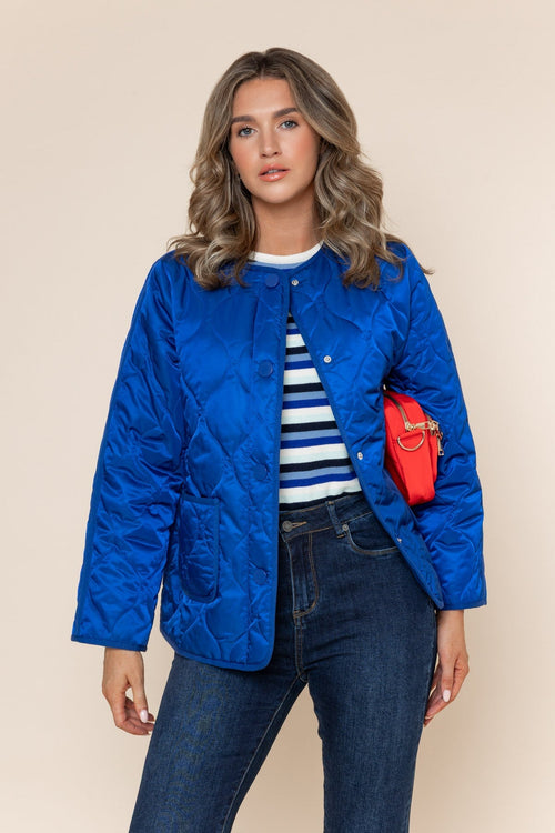 Carraig Donn Blue Padded Quilted Regular Fit Long Sleeve Jacket