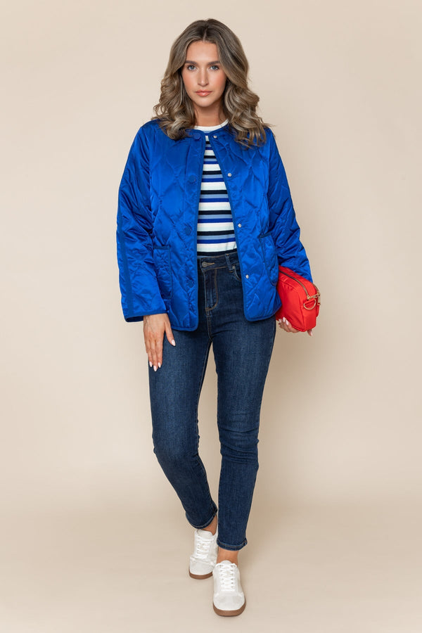 Carraig Donn Blue Padded Quilted Regular Fit Long Sleeve Jacket