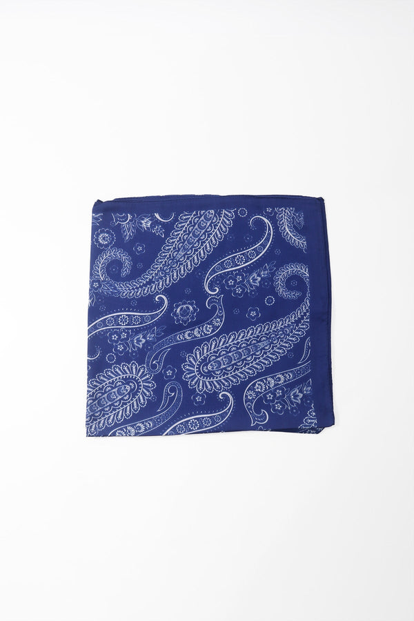 Carraig Donn Blue Paisley Print Satin Neckerchief Scarf