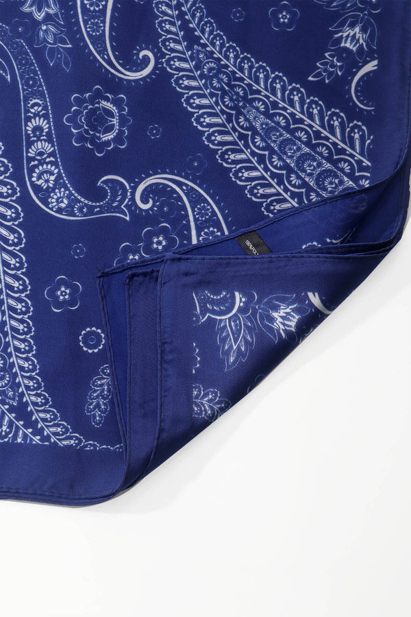 Carraig Donn Blue Paisley Print Satin Neckerchief Scarf