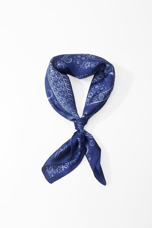 Carraig Donn Blue Paisley Print Satin Neckerchief Scarf