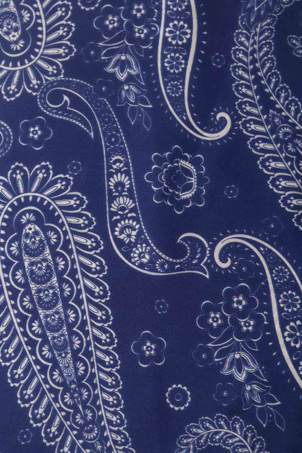 Carraig Donn Blue Paisley Print Satin Neckerchief Scarf