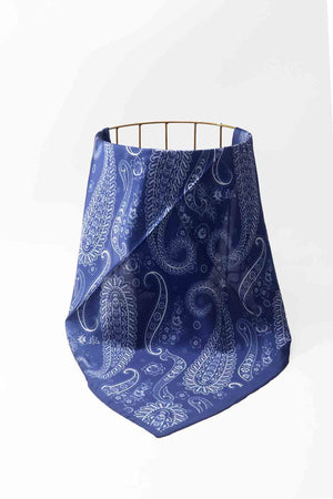 Carraig Donn Blue Paisley Print Satin Neckerchief Scarf