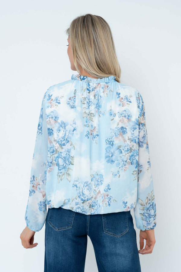 Carraig Donn Blue Printed High Neck Long Sleeve Top