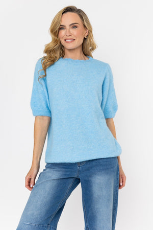 Carraig Donn Blue Short Sleeve Knit Jumper