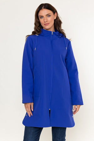 Carraig Donn Blue Soft Shell Water Resistant Hooded Long Sleeve Jacket