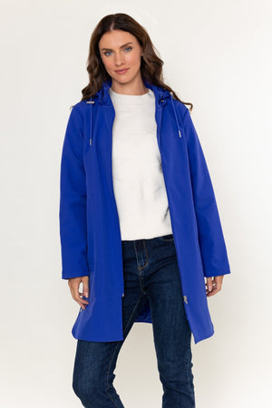 Carraig Donn Blue Soft Shell Water Resistant Hooded Long Sleeve Jacket