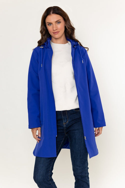 Carraig Donn Blue Soft Shell Water Resistant Hooded Long Sleeve Jacket