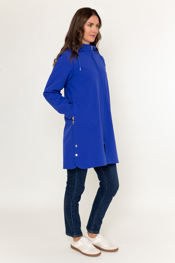 Carraig Donn Blue Soft Shell Water Resistant Hooded Long Sleeve Jacket