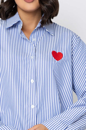 Carraig Donn Blue Stripe Shirt With Heart