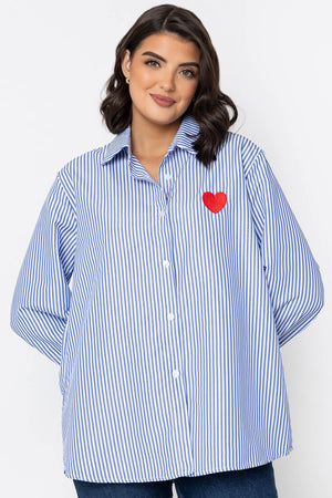Carraig Donn Blue Stripe Shirt With Heart