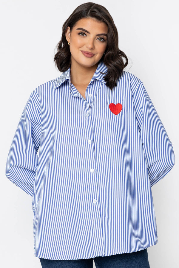 Carraig Donn Blue Stripe Shirt With Heart