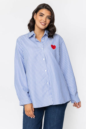 Carraig Donn Blue Stripe Shirt With Heart