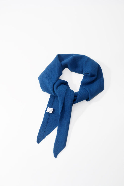 Blue Viscose Wool Blend Neckerchief Triangle Scarf