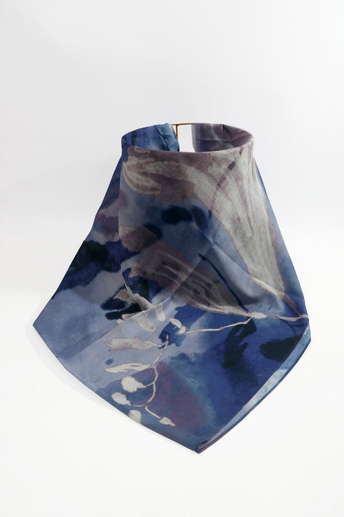 Carraig Donn Blue Watercolour Print Viscose Lightweight Scarf