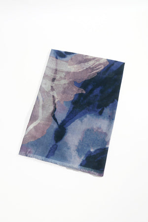 Carraig Donn Blue Watercolour Print Viscose Lightweight Scarf