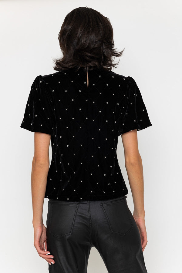 Carraig Donn Bow Front Velvet Top Black