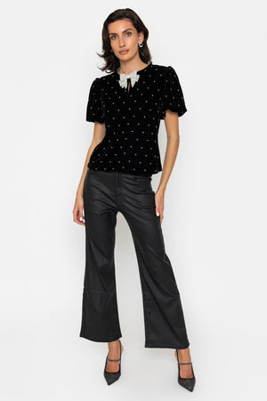 Carraig Donn Bow Front Velvet Top Black