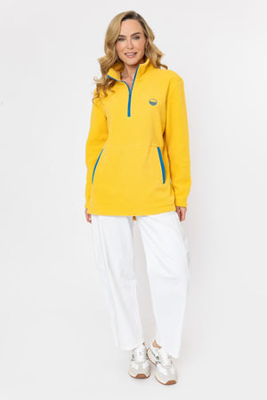 Carraig Donn Bronagh Fleece With Contrast Zip & Pockets in Amber