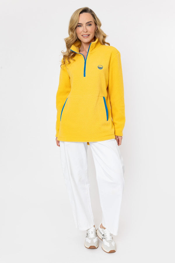 Carraig Donn Bronagh Fleece With Contrast Zip & Pockets in Amber