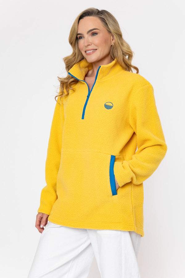 Carraig Donn Bronagh Fleece With Contrast Zip & Pockets in Amber